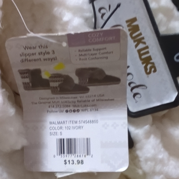 Muk Luks Knit Slippers in Gray and Cream 2 Pair Lot New With Tags - Picture 8 of 14